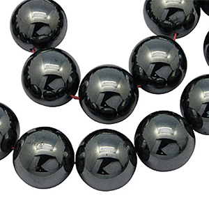 85558 SYNTHETIC ROUND HEMATITE BEADS  FOR JEWELLERY 14mm/34Pcs//Ø1,5mm   BLACK COLOR,   ,Material ,,BEADS (10 0) ()