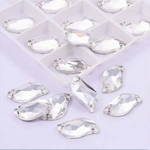 85702  SEW-ON GLASS RHINESTONES  FOR SEWING 6X12mm/4Pcs/   CRYSTAL, FLAT  ,Material GLASS,,BEADS (18 0) ()