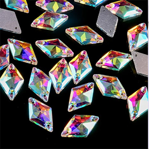 85704  SEW-ON GLASS STONES TEARDROP SHAPE WITH 2 HOLES  FOR SEWING 11X19mm/2Pcs/   CRYSTAL AB, FLAT  ,Material GLASS,,BEADS (28 0) ()