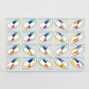 85705  SEW-ON GLASS RHINESTONES  FOR SEWING 9X18mm/2Pcs/   BLACK COLOR, FLAT  ,Material GLASS,,BEADS (14 0) ()