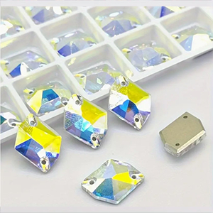 85706  SEW-ON GLASS RHINESTONES  FOR SEWING 10X14MM/1PCS/   CRYSTAL AB, FLAT  ,MATERIAL GLASS,,BEADS (24 0) ()