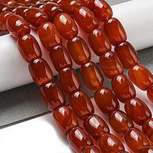 85748 BARREL SHAPE NATURAL AGATE  FOR JEWELLERY 14X10mm/28Pcs//Ø1mm   RED COLOR,   ,Material ,,BEADS (4 0) ()