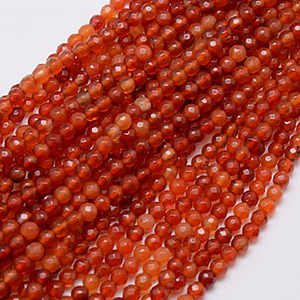 85755 NATURAL CARNELIAN ROUND FACETED  FOR JEWELLERY/PATERIMI/MPEGLERIA 4mm/91Pcs//Ø3mm   RED COLOR, KOMPOLOGIA  ,Material SEMI PRECIOUS STONES,,BEADS (10 0) ()