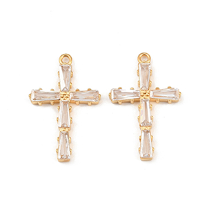 85854 STAINLESS STEEL MICROPAVE CROSSES  FOR NECKLACEs 28X17mm/1Pcs/  (18K) GOLD PLATED,   ,Material ,CHARMS (1 0) ()