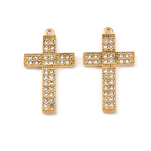 85856 STAINLESS STEEL MICROPAVE CROSSES  FOR NECKLACEs 26X15mm/1Pcs/  (18K) GOLD PLATED,   ,Material ,,CHARMS (2 1) ()