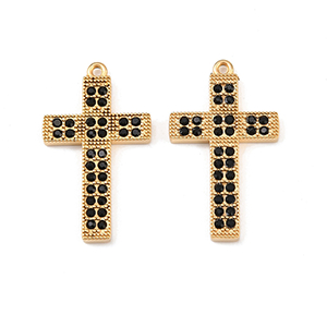 85857 STAINLESS STEEL MICROPAVE CROSSES  FOR NECKLACEs 26X15mm/1Pcs/  (18K) GOLD PLATED,   ,Material ,,CHARMS (5 2) ()