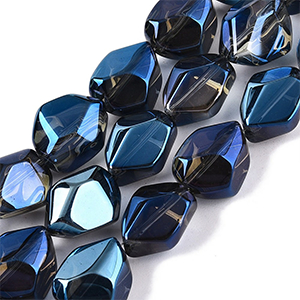 85906 ΓΥΑΛΙΝΕΣ ΧΑΝΤΡΕΣ ΓΙΑ ΚΟΣΜΗΜΑ 12X10mm/~55Τεμ. ΜΠΛΕ ΝΑΥΤΙΚΟ ΧΡΩΜΑ,ELECTROPLATED ,ΣΥΝΘΕΣΗ ΓΥΑΛΙ,ΧΑΝΤΡΑ (6 4) (0gr) ()