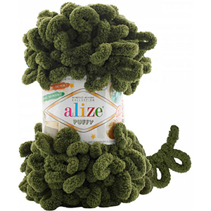 85910 ALIZE PUFFY YARN  FOR BLANKETS SCARVES,CARDIGANS 100gr//10Meters/336-  (ALIZE) 620-ARMY GREEN, 100% Polyester  ,Material 100% Polyester,WINTER YARN,HAND KNITTING (23 8) ()