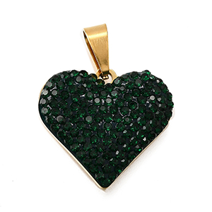 86104 Stainless Steel Heart Pendants with Cubic Zirconia/Micropave  FOR JEWELLERY 18X20mm/1Pcs/  (18K) GOLD PLATED,   ,Material Ανοξείδωτο Ατσάλι 304, (3 0) ()