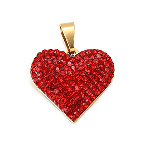86107 Stainless Steel Heart Pendants with Cubic Zirconia/Micropave  FOR JEWELLERY 18X20mm/1Pcs/  (18K) GOLD PLATED,   ,Material Ανοξείδωτο Ατσάλι 304, (1 1) ()