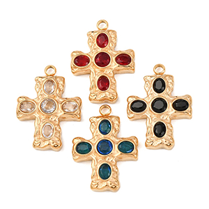 86109 STAINLESS STEEL MICROPAVE CROSSES  FOR JEWELLERY 25X18mm/1Pcs/  (VP) GOLD PLATED, MICROPAVE  ,Material Ανοξείδωτο Ατσάλι 304,Religious, (10 0) ()