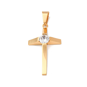 86111 STAINLESS STEEL MICROPAVE CROSSES  FOR JEWELLERY 40X22mm/1Pcs/  (VP) GOLD PLATED, MICROPAVE  ,Material Ανοξείδωτο Ατσάλι 304,Religious, (6 4) ()