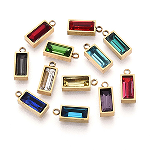 86116 STAINLESS STEEL CHARMS WITH ZIRCONIA  FOR JEWELLERY 10X4mm/2Pcs/   GOLD PLATED,   ,Material Ανοξείδωτο Ατσάλι 304,,BEADS (29 20) ()