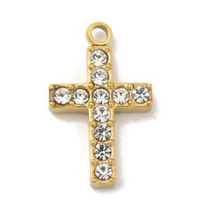 86127 STAINLESS STEEL MICROPAVE CROSSES  FOR JEWELLERY 18X11mm/1Pcs/  (IP) GOLD PLATED,   ,Material ,,CHARMS (1 0) ()