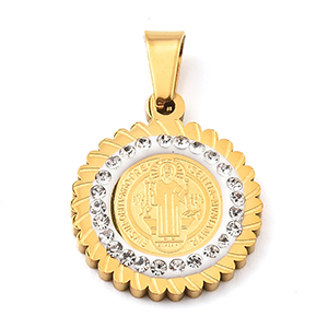 86138 STAINLESS STEEL KONSTANTINATA  FOR JEWELLERY 21X18mm/1Pcs/   GOLD PLATED, MICROPAVE  ,Material ,Religious,CHARMS (2 0) ()