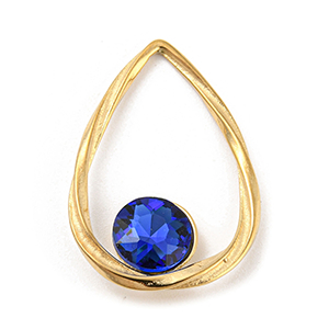 86140 STAINLESS STEEL TEARDROP CHARMS WITH CUBIC ZIRCONIA  FOR JEWELLERY 28X18MM/1PCS/   GOLD PLATED,   ,MATERIAL ,CHARMS (2 2) ()