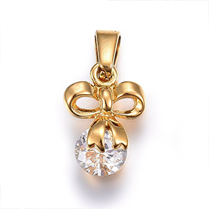 86156 STAINLESS STEEL CHARMS WITH CUBIC ZIRCONIA  FOR JEWELLERY 13X10mm/1Pcs/   GOLD PLATED,   ,Material Ανοξείδωτο Ατσάλι 304,,CHARMS (4 4) ()