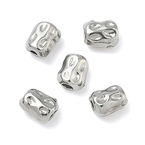 86176 STAINLESS STEEL COLUMN BEADS  FOR JEWELLERY 6X4mm/5Pcs//Ø1.8mm   Steel COLOR,   ,Material Ανοξείδωτο Ατσάλι 304,BEADS (30 10) ()
