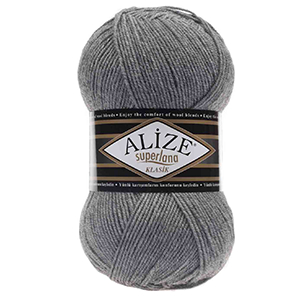 86199 Alize Superlana Klasik  FOR Sweater,Beany,SCURF 100gr/280Meters/  (ALIZE) GREY COLOR,Col 21 Acrylic  ,Material ,WINTER YARN, (5 5) ()