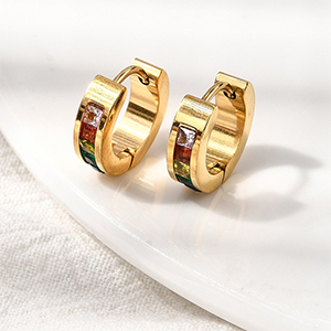 86222 STAINLESS STEEL EARRING STUDS  FOR JEWELLERY 22mm//1Pair/  (18K) GOLD PLATED, MICROPAVE  ,Material Ανοξείδωτο Ατσάλι 304,, (12 0) ()