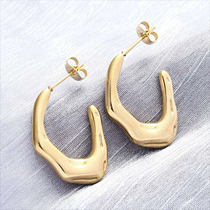 86228 STAINLESS STEEL EARRING STUDS  FOR JEWELLERY 25X18mm/1Pair/  (PVD) GOLD PLATED,   ,Material Ανοξείδωτο Ατσάλι 304,, (6 0) ()