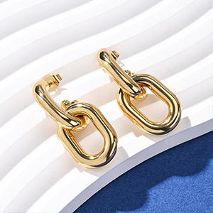 86236 STAINLESS STEEL EARRING STUDS  FOR JEWELLERY 32mm//1Pair/  (18K) GOLD PLATED,   ,Material Ανοξείδωτο Ατσάλι 304,, (5 0) ()