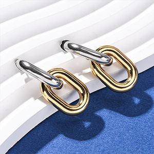 86237 STAINLESS STEEL EARRING STUDS  FOR JEWELLERY 32mm//1Pair/  (18K) GOLD PLATED,   ,Material Ανοξείδωτο Ατσάλι 304,, (5 0) ()