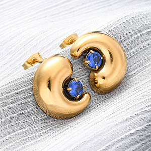 86242 STAINLESS STEEL EARRING STUDS  FOR JEWELLERY 19MM//1PAIR/   GOLD PLATED, MICROPAVE  ,MATERIAL Ανοξείδωτο Ατσάλι 304,, (5 0) ()