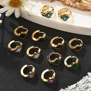 86244 304 STAINLESS STEEL EARRING HOOKS  FOR JEWELLERY 17MM//1PAIR/  (IP) GOLD PLATED, MICROPAVE  ,MATERIAL Ανοξείδωτο Ατσάλι 304,, (1 0) ()