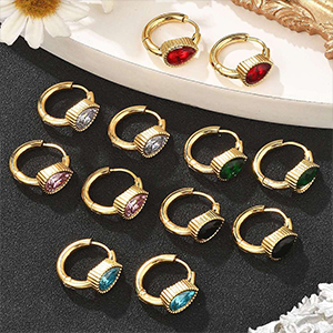 86245 304 STAINLESS STEEL EARRING HOOKS  FOR JEWELLERY 17MM//1PAIR/  (IP) GOLD PLATED, MICROPAVE  ,MATERIAL Ανοξείδωτο Ατσάλι 304,, (1 0) ()