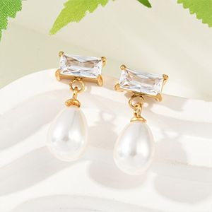 86247 STAINLESS STEEL EARRING STUDS  FOR JEWELLERY 20mm//1Pair/  (IP) GOLD PLATED, WITH PEARLS  ,Material Ανοξείδωτο Ατσάλι 304,, (6 0) ()