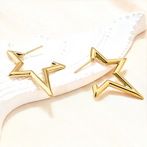 86254 STAINLESS STEEL EARRING STUDS  FOR JEWELLERY 31mm//1Pair/  (IP) GOLD PLATED, MICROPAVE  ,Material Ανοξείδωτο Ατσάλι 304,, (10 0) ()