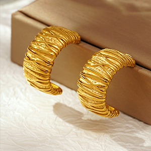 86255 STAINLESS STEEL EARRING STUDS  FOR JEWELLERY 26mm//1Pair/   GOLD PLATED,   ,Material Ανοξείδωτο Ατσάλι 304,, (8 0) ()