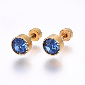 86264 STAINLESS STEEL EARRING STUDS  FOR JEWELLERY 6X4mm/1Pair/   GOLD PLATED, MICROPAVE  ,Material Ανοξείδωτο Ατσάλι 304,, (24 0) ()