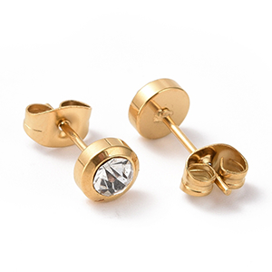 86268 STAINLESS STEEL EARRING STUDS  FOR JEWELLERY 21mm//1Pair/   GOLD PLATED, MICROPAVE  ,Material Ανοξείδωτο Ατσάλι 304,, (12 0) ()