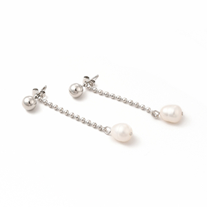 86271 STAINLESS STEEL EARRING STUDS  FOR JEWELLERY 50mm//1Pair/  (IP) Steel COLOR, WITH PEARLS  ,Material Ανοξείδωτο Ατσάλι 304,, (6 0) ()