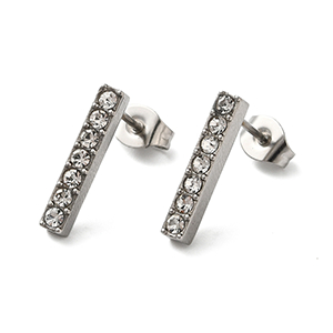 86328 MICROPAVE STAINLESS STEEL EARRING STUDS  FOR JEWELLERY 15X3mm/1Pair/   Steel COLOR,   ,Material Ανοξείδωτο Ατσάλι 304,, (8 0) ()