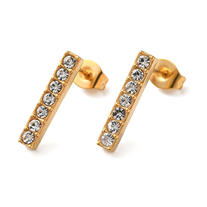 86329 MICROPAVE STAINLESS STEEL EARRING STUDS  FOR JEWELLERY 15X3mm/1Pair/  (VP) GOLD PLATED,   ,Material Ανοξείδωτο Ατσάλι 304,, (12 0) ()