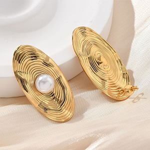 86335 ΑΤΣΑΛΙΝΑ ΣΚΟΥΛΑΡΙΚΙΑ ΒΙΔΑ ΓΙΑ ΚΟΣΜΗΜΑ 36X18mm/1Ζευγ. (18K) ΕΠΙΧΡΥΣΟ ΧΡΩΜΑ, ΜΕ ΠΕΡΛΕΣ ,ΣΥΝΘΕΣΗ Ανοξείδωτο Ατσάλι 304, (2 0) (0gr) ()