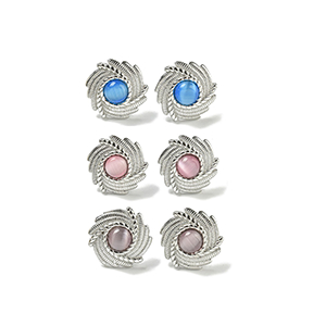 86351 STAINLESS STEEL EARRING STUDS  FOR JEWELLERY 17mm//1Pair/  (IP) Steel COLOR, WITH NATURAL STONE  ,Material Ανοξείδωτο Ατσάλι 304,, (6 0) ()