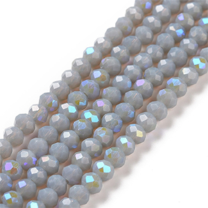 86358 RONDELLE GLASS BEADS  FOR JEWELLERY 4X3mm/105Pcs/   GREY COLOR,ELECTROPLATED FACETED  ,Material GLASS,BEADS (20 0) ()