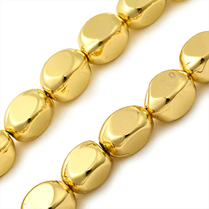 86373 GLASS BEADS  FOR JEWELLERY 11X7mm/38Pcs//Ø1mm   GOLDEN COLOR,ELECTROPLATED   ,Material GLASS,,BEADS (2 2) ()