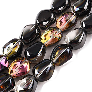 86374 GLASS BEADS  FOR JEWELLERY 12X10mm/50Pcs//Ø1mm   MULTICOLOR,ELECTROPLATED   ,Material GLASS,,BEADS (6 3) ()