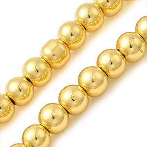 86379 ROUND GLASS BEADS  FOR JEWELLERY 7mm/75Pcs//Ø1mm   GOLDEN COLOR,ELECTROPLATED   ,Material GLASS,,BEADS (6 4) ()
