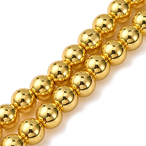 86396 ROUND GLASS BEADS  FOR JEWELLERY 8mm/54Pcs//Ø1mm   GOLDEN COLOR,ELECTROPLATED   ,Material GLASS,,BEADS (6 4) ()