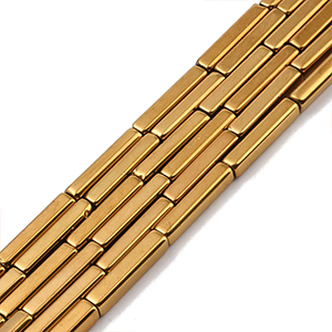 86407  COLUMN/CYLINDER SHAPE GLASS BEADS  FOR JEWELLERY 20X4mm/38Pcs//Ø1mm   GOLDEN COLOR,ELECTROPLATED   ,Material GLASS,,BEADS (6 4) ()