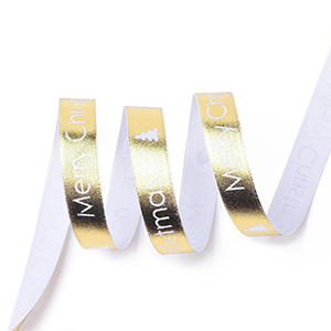 86458 SINGLE FACE SATIN RIBBON  FOR DECORATION 16mm//18Meters/   GOLDEN COLOR, WITH WISHES  ,Material ,CHRISTMAS, (5 0) ()