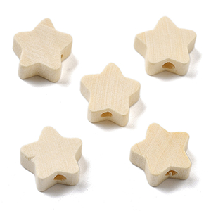 86476 WOODEN STAR BEADS  FOR DECORATION 12mm/50Pcs//Ø2mm   Natural COLOR,   ,Material ,BEADS (20 0) ()