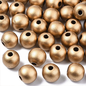 86493 WOODEN ROUND BEADS  FOR JEWELLERY 14MM//10PCS//Ø4MM   GOLDEN COLOR,   ,MATERIAL ,,BEADS (10 0) ()