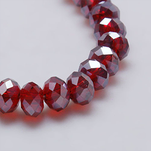 86498 RONDELLE GLASS BEADS  FOR JEWELLERY 8X6mm/68Pcs/   RED COLOR,ELECTROPLATED FACETED  ,Material GLASS,BEADS (3 0) ()